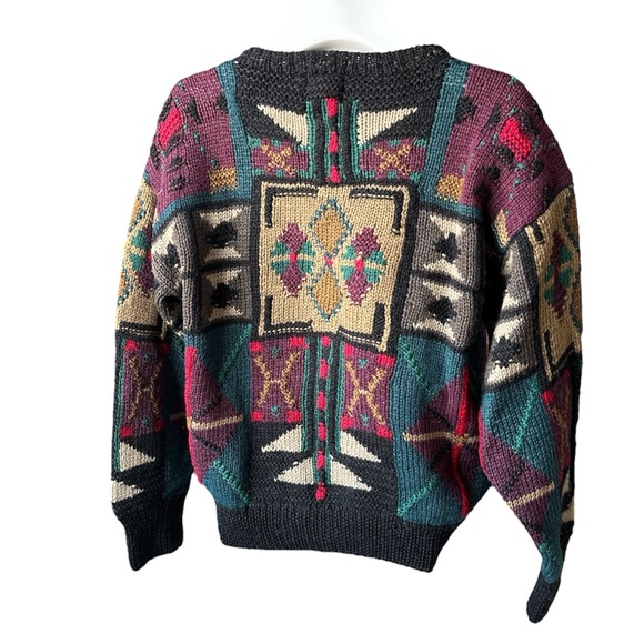 BOSTON TRADERS Vintage Hand Knit Geometric Sweater, Medium - Picture 8 of 12